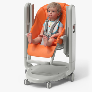 Toddler in Folding High Chair 3D model