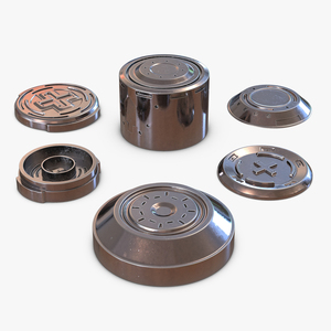 Industrial Anodized End Caps Set 3D