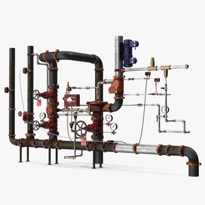 3D Industrial Pipeline and Valve System