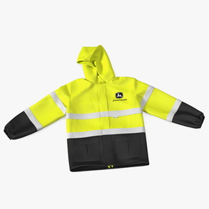 3D model John Deere Safety Rain Jacket High Visibility