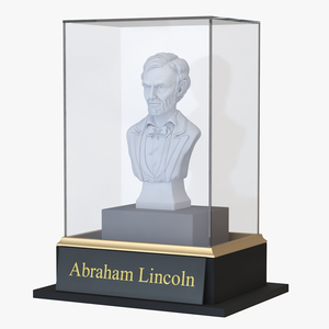 3D Gypsum Bust of Lincoln behind Protective Glass