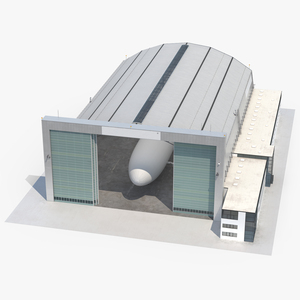 3D model Airship Hangar with Blimp