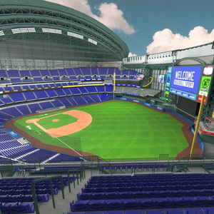 Stadium with Retractable Roof Open 3D model