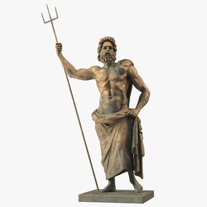 Poseidon Greek God Statue Bronze 3D