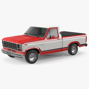 Ford F Series Ranger 1980 Pickup Truck Red Rigged 3D model