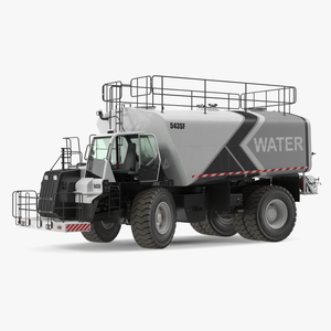 3D White Construction Truck with Grey Water Tank Rigged for Maya