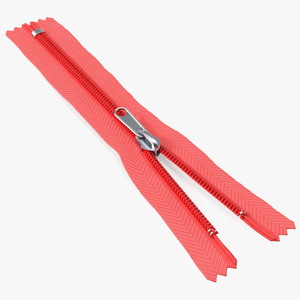 Nylon Coil Closed End Zipper Red 3D