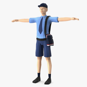 3D Postman Low Poly Rigged model