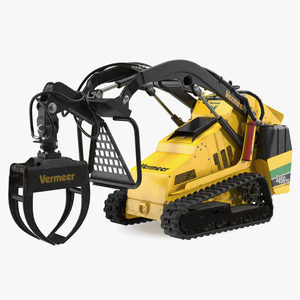 3D Vermeer Mini Skid Steer Loader Grapple Dirty Rigged