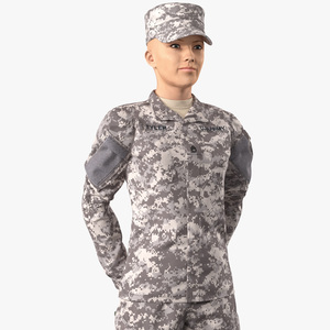 3D Female Soldier Military ACU Standing Pose