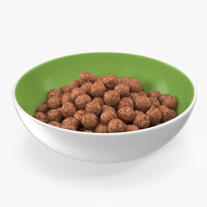 Chocolate Cereal Balls in a Bowl 3D