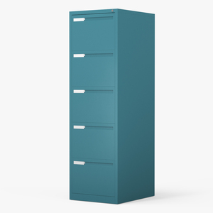 3D Filing Cabinet 5 Drawer Blue model