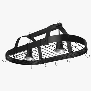 Ceiling Mount Pot Rack Hanging Storage Black 3D model