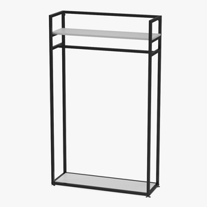 Cloth Rack with Shelf Black 3D