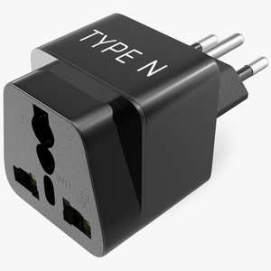 3D model Type N Universal Plug Adapter Black