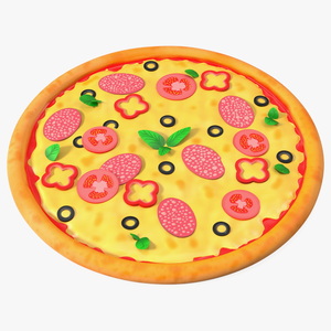 Cartoon Pepperoni Pizza Whole 3D model