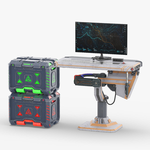 3D Sci-Fi Command Console and Futuristic Containers model