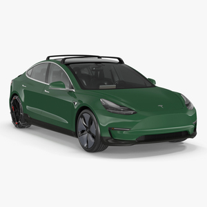 3D model Tesla Model 3 with Wheel and Roof Accessories