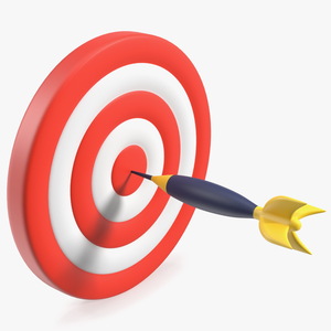 3D Darts Hitting Red Target Stylized Icon model