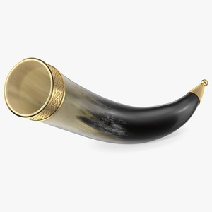 3D model Antique Light Drinking Horn in Gold Trim