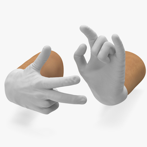 3D Hands Wearing Medical Gloves White Rigged