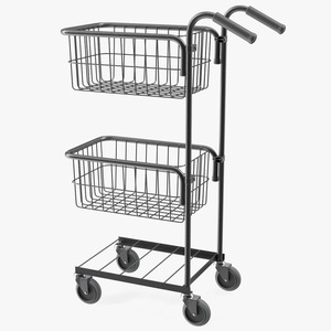 3D model Mini Trolley with Two Baskets Black