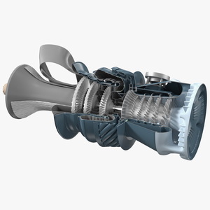 Jet Turboshaft Engine Slice 3D