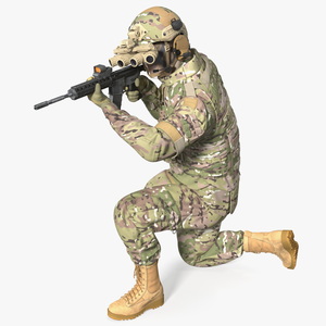 3D Soldier in Green Camo with Night Vision Aiming