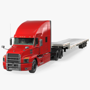 Mack Anthem Truck with Single Drop Tri Axle Extendable Trailer 3D
