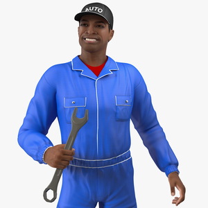 Light Skin Black Car Mechanic 3D model