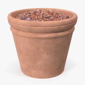 3D Medium Terracotta Flower Pot model