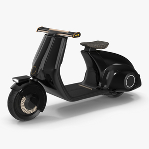 Modern Black Electric Scooter Lights On 3D model