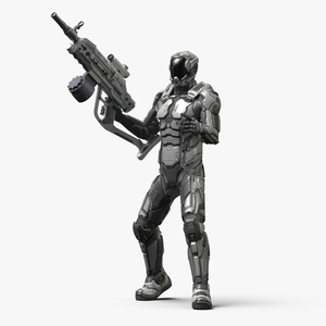 3D model Futuristic Armored Robot with Rifle