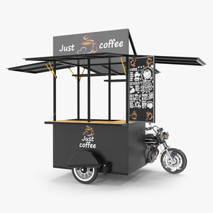 3D model Coffee Vendor Kiosk Empty with Bike