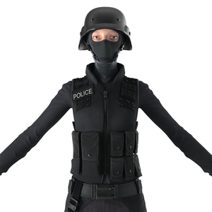 3D SWAT Woman European Rigged