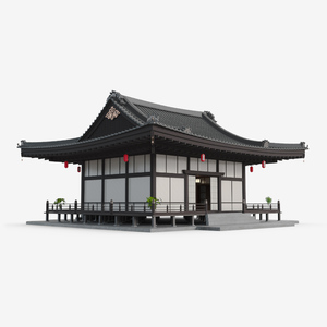 Japan Traditional House Dark Full Interior 3D