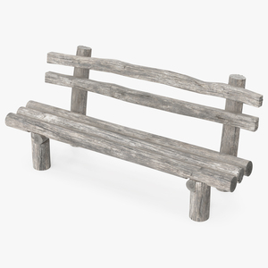 3D Rustic Wooden Old Bench model