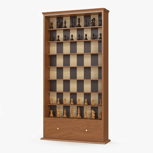 Vertical Wooden Chess Board 3D