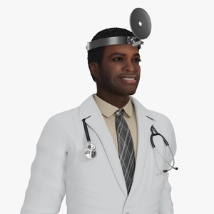 African American Male Doctor with Medical Tools Rigged 3D model