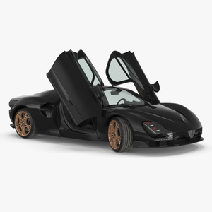 Luxurious Supercar Coupe Black Rigged 3D