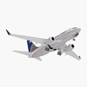 3D Boeing 737 700 with Interior United Airlines Rigged