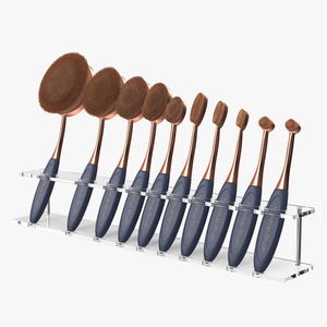 3D Oval Makeup Brush Set with Clear Holder Fur model