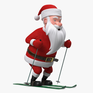 3D Skiing Santa Claus Cartoon Character