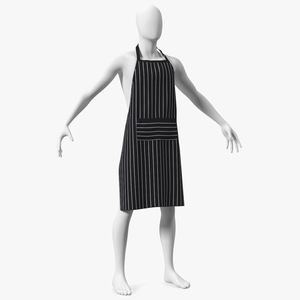 3D Men Cooking Apron Striped on Mannequin model