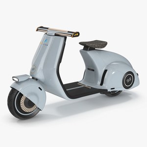 3D Blue Concept Electric Scooter Vespa 98 Lights On model