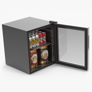 Beverage Cooler with Cans and Kegs 3D model