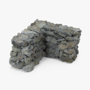 Old Dirty Corner Stone Wall 3D