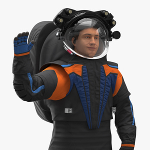 3D model Modern Spacesuit on Astronaut Waving Pose Fur