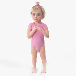 Toddler Girl in Bodysuit Standing Fur 3D