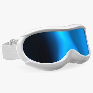 3D White Ski Goggles with Blue Glass model